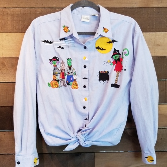 Falls Creek Tops - Vintage Embroidered Halloween Shirt